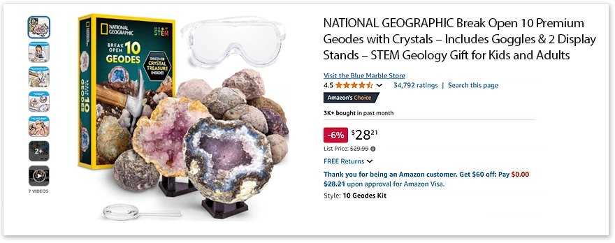 Geodes with Crystals - STEM Gifts on Amazon