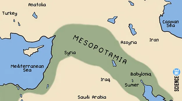 Illustrated map of Ancient Mesopotamia