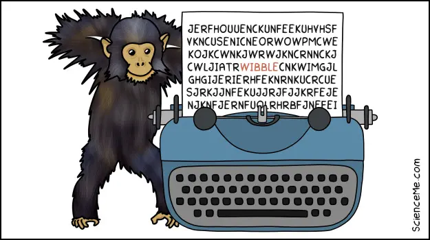 Infinite monkeys on typewriters