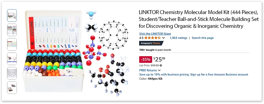 Molecular Chemistry Kit - STEM Gear on Amazon